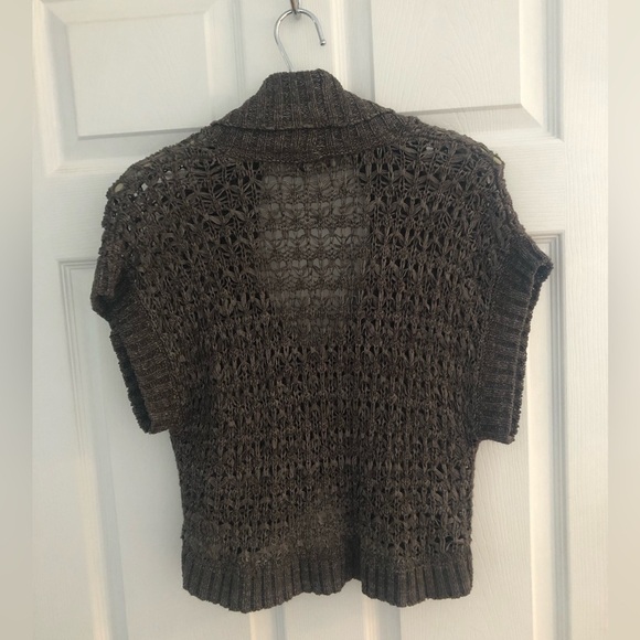 Denver Hayes eclectic Crochet Cropped Shrug Brown Vest  size medium - Picture 9 of 10